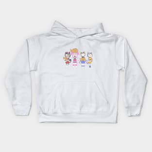 Chibi Cats w/ Taiyaki cake (All four) Kids Hoodie